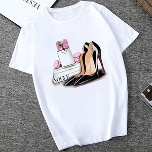 <span class=keywords><strong>Camisetas</strong></span> personalizadas para mujer, ropa de Boutique de manga corta con cuello redondo, estampado de letras blancas de poliéster, 3XL, 2021 - Product Image 1