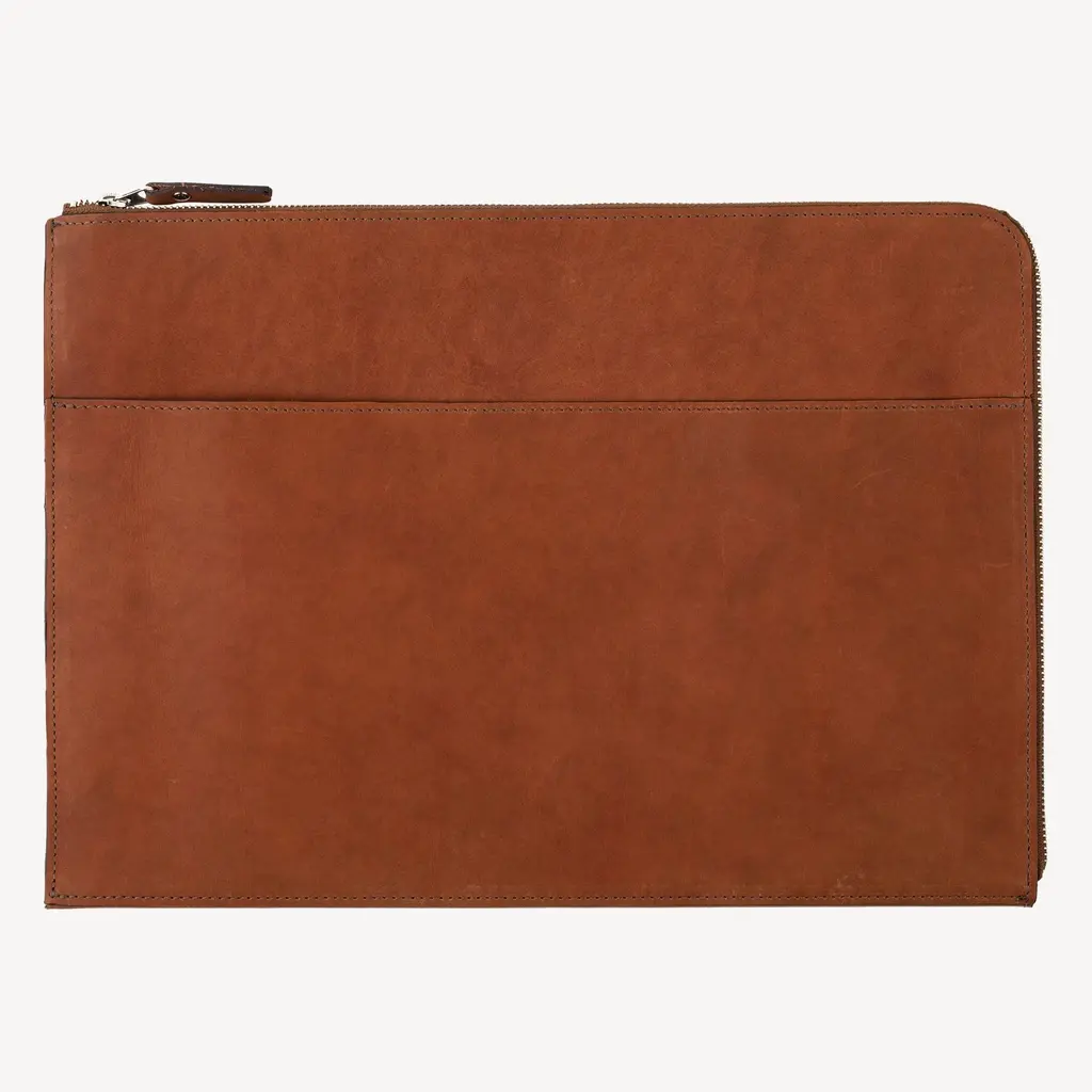 PU leather zipper around laptop sleeve document organizer case leather zip pouch