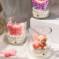 Velas Aromáticas de Cera de Soja con Diseño de Oso y Mariposa, Hechas a Mano, para Decoración del Hogar, Regalos Aromáticos