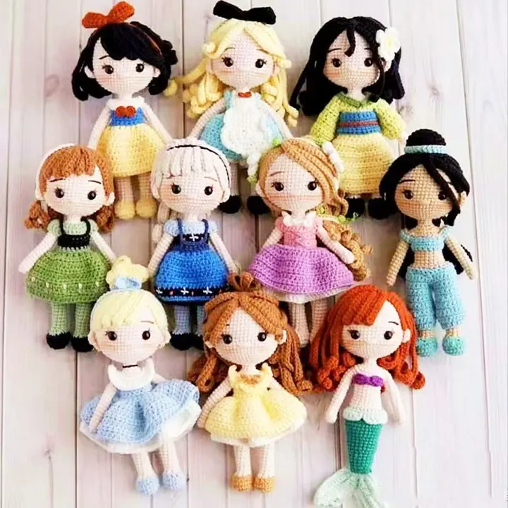 16-17cm Crochet Princess Dolls Handmade Kid's Toy crocheting toy for baby