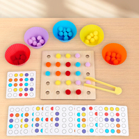 Juego de Clasificación de Colores de Madera con Pompones, Juguete Educativo para Desarrollar Habilidades Motoras Finas, para Niños de 2 a 4 y 5 a 7 Años, Juguete Unisex para Jardín de Infancia