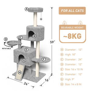 Modern <b>Large</b> 4-Level <b>Cat</b> Tree with Plush Climbing Frame Nest <b>Scratching</b> <b>Post</b> Multi-Level Design <b>for</b> Indoor <b>Cats</b> - Product Image 3