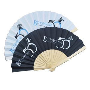 Éventail pliant en bois écologique, vente en gros d'usine, poignée en bois, logo personnalisé, impression couleur intégrale, taille 23 cm - Product Image 1