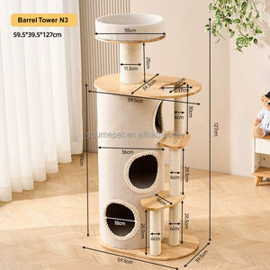 Arbre à <span class=keywords><strong>chat</strong></span> de style baril moderne YOUME avec plateforme multi-niveaux, fibres de sisal naturelles, base en bois massif, certifié ISO et BSCI - Product Image 6