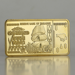 Barres <span class=keywords><strong>d</strong></span>'<span class=keywords><strong>or</strong></span> commémoratives du Zimbabwe, plaquées <span class=keywords><strong>or</strong></span> 24 carats, en métal massif, souvenirs créatifs, vente chaude - Product Image 1