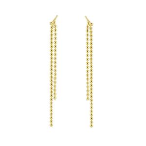 Boucles d'oreilles pendantes ROXI simples en argent sterling S925 avec chaîne à longues pampilles et clous en or 18 carats - Product Image 1