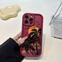 Coque de téléphone légère en TPU avec impression de palmiers et coucher de soleil, estampage à chaud, motif plage mignon pour l'été