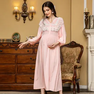 "Maternity Nursing Pajamas Sleepwear Lace Floral V-neck Pregnancy Breastfeeding Nightgowns For Pregnant Women Nightdress "