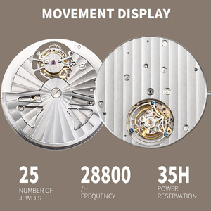 Montre mécanique tourbillon à double fuseau horaire personnalisée OEM pour homme, boîtier en acier inoxydable, bracelet en cuir, mouvement automatique 42 mm, verre saphir - Product Image 4