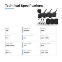 Casque de signalisation avec écouteurs sans fil ToWish V4C, lot de 2, interphone arbitre 4 voies en temps réel, étanche IPX7, radio FM