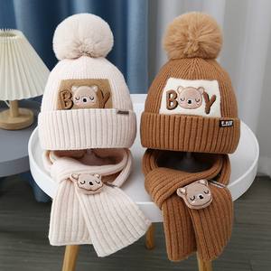 Conjunto de Gorro y Bufanda de Invierno para Niños, con Diseño de Camuflaje y Dibujos Animados, de Acrílico Cálido, Gorros Tejidos Unisex - Product Image 3