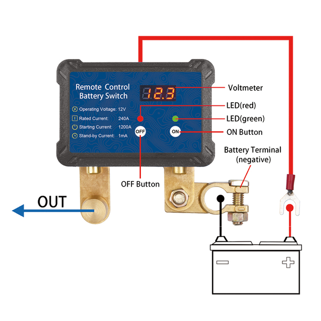 JAVA 240A Copper Battery Disconnect Switch Remote Power Saving Cut Magnetic Latching Relay 12V/24V Remote for Boat