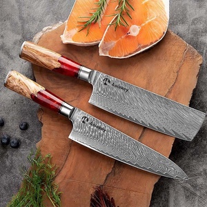 سكين طاهٍ من الفولاذ الدمشقي من 67 طبقة، طقم سكاكين المطبخ فائقة الحدة للخضروات واللحوم مع مقبض من الراتينج - Product Image 3