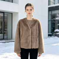 Veste en polaire unie de luxe, coupe décontractée et ample, épaisse et chaude, pour femme, tailles et couleurs personnalisables
