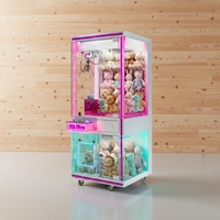 Machine à griffes professionnelle de grande taille, rose bonbon, personnalisée en gros, avec pièces de monnaie