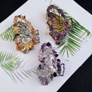 Nouveau produit cristal de guérison naturelle bricolage artisanat fait à la main papillon gravier épingle à cheveux pour les femmes bijoux cadeaux - Product Image 4