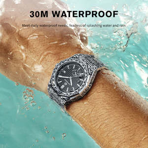 นาฬิกาข้อมือผู้ชายสุดหรู ระบบจักรกลอัตโนมัติ ตัวเรือนสแตนเลส หน้าปัดกระจก กันน้ำ พร้อมฟังก์ชั่นวันที่อัตโนมัติ ขายดี - Product Image 4