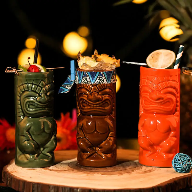 أكواب مياه مبتكرة غير منتظمة للبيع بالجملة من Seaygift أكواب مخصصة لشخصية hawaii bar tiki juice cup tiki cotaki cotaky