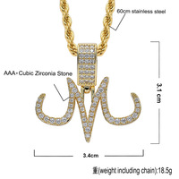BESDZ0236 Collier pendentif en cuivre et zircon, style hip-hop, avec logo magique de Dragon Ball, Dark Magician Babidi, personnage M, style européen et américain