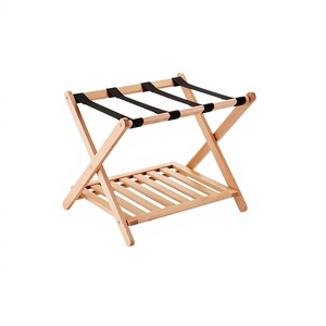 Fabulous Design Wooden <b>Suitcase</b> Folding Luggage Rack With Shoe Shelf and Leather Strips Luggage Storage Rack - Product Image 1