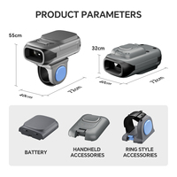 Lector de Códigos de Barras Portátil NETUM, Escáner de Anillo RFID con Bluetooth, Escáner de Códigos de Barras Inalámbrico 1D 2D para Dedos, Productos en Stock