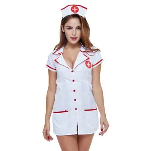 8 월 새로운 순수한 흰색 섹시한 여성 간호사 의류 여성 섹시 속옷 게임 유혹 세트 대외 무역 공급 유럽 아메리카
