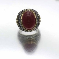 Yémen Aqeeq chevalière 925 argent Sterling turc hommes à la mode bague accessoires cadeau pour homme traditionnel ethnique hommes bague