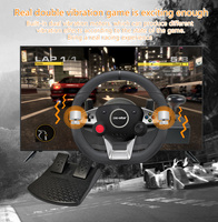 Volante de Carreras C-Star con Cable, Programable, Plug and Play, con Motor de Vibración para PC