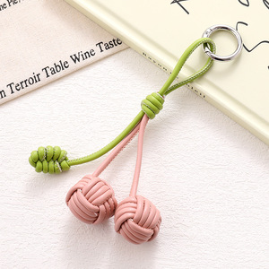2026 Fashion Tassel Keychain Personalized Hand Woven Ball Braided Nylon <b>Rope</b> Gold Key Ring Holder Bag Charm Purse Pendant - Product Image 6