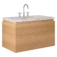 Meuble-lavabo suspendu moderne avec vasque en céramique et tiroirs de rangement