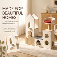 Arbre d'activités pour chat avec griffoir, coussin moelleux pour jouer, se reposer et se cacher