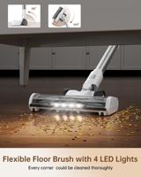 Aspirateur balai filaire avec cordon de 7 m/23 pi, bac à poussière de 1,0 L, 6-en-1 sans sac, pour cheveux, sols durs, usage hôtelier et domestique, lumière LED