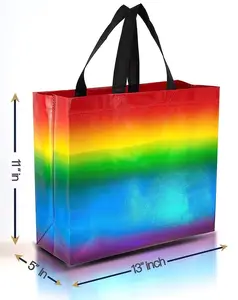 Benutzer definierte Regenbogen Farbverlauf farb beschichtete glänzende Filmt asche benutzer definierte Vlies Tasche Shopping Geschenk Einkaufstasche