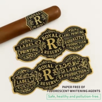 Étiquettes de bande de cigare personnalisées, gaufrage à chaud doré, découpe sur mesure, matériau papier écologique, autocollant vinyle, étiquettes de bague de cigare