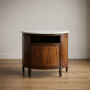 Buffet de salon traditionnel en bois antique avec dessus en marbre et tiroir de rangement - Product Image 5