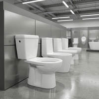 WC en céramique deux pièces de qualité supérieure avec siphon en S, réservoir et raccords LLC, et couvercle de siège de toilette