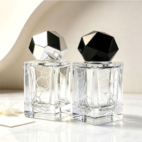 Flacon de parfum en verre vide de 50 ml à motif irrégulier avec bouchons de forme irrégulière, impression sérigraphique, flacons de parfum de luxe