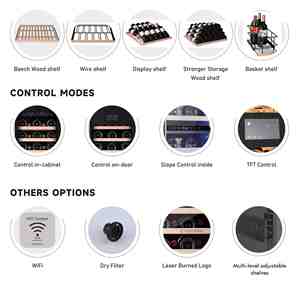Vinopro Double porte en verre Low-E Compresseur de l'armoire Contrôle 46 bouteilles Acier inoxydable 145L Refroidisseur de vin électrique Réfrigérateur - Product Image 3