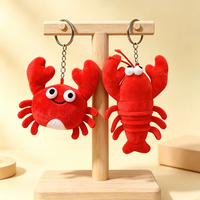 Mini Peluche Crabe Rouge Mignon Porte-clés Personnalisable Lavable Doux Jouet en Peluche Rembourré pour Souvenirs d'Aquarium Cadeaux et Faveurs