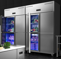Réfrigérateur commercial à quatre portes économe en énergie avec portes en verre Construction écologique en acier inoxydable