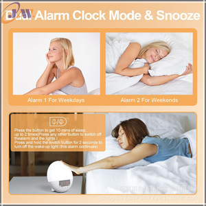 Wake Up Simulated Sunrise Sunset Dual Alarm <b>Clock</b> With Light White Noise Electronic Alarm <b>Clock</b> For <b>Desk</b> Table - Product Image 5