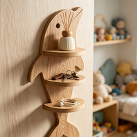 Étagère murale en bois en forme de lapin, organisateur flottant à deux niveaux pour chambre d'enfant, chambre à coucher, salle de jeux, décoration intérieure et rangement