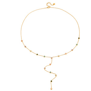 Collana in <span class=keywords><strong>acciaio</strong></span> inox 316L placcato oro Y a goccia con Multi CZ pietre drappeggio gioielli di dichiarazione per le donne ipoallergenico - Product Image 6