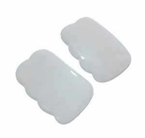 Masseur facial en forme de vague, outil de grattage en jade blanc pour le visage - Product Image 1