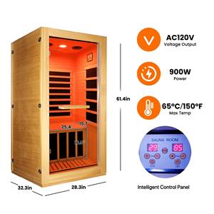 1 Single Person Far Infrared Traditional Wood Room Compact Mini Home Infared <b>Sauna</b> Indoor <b>Portable</b> for Factory Direct Sale - Product Image 2