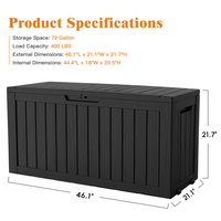 Stock entrepôt USA : Boîte de rangement extérieure en résine de 270 L (72 gallons) pour patio, jardin, accessoires de piscine et coussins