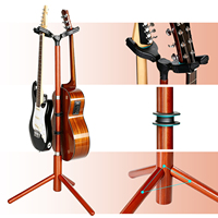Support de Guitare Double à Verrouillage Automatique en Bois de Sapele, Trépied de Sol pour Guitare Électrique, Basse, Violoncelle et Présentoir d'Instruments