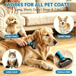Brosse de toilettage pour animaux de compagnie, brosse anti-poils pour chats et chiens, outil de démêlage et de retrait des poils morts, râteau pour sous-panneaux et nœuds - Product Image 3