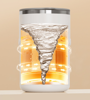 Mug à café multifonctionnel à agitation automatique avec affichage LED, poignée, couvercle en bois, doublure en acier inoxydable, tasse de voyage