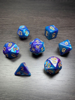 Ensemble de 7 dés polyédriques en acrylique à motif marbré transparent, pour jeux de société, collection et loisirs intérieurs